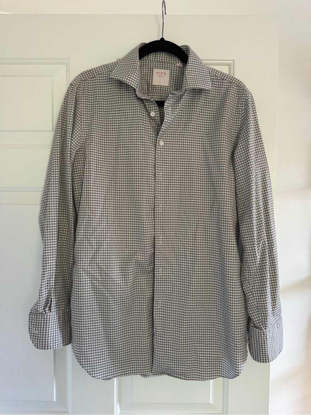 Pink Gingham Button Down in Brown & White Size Medium Like New